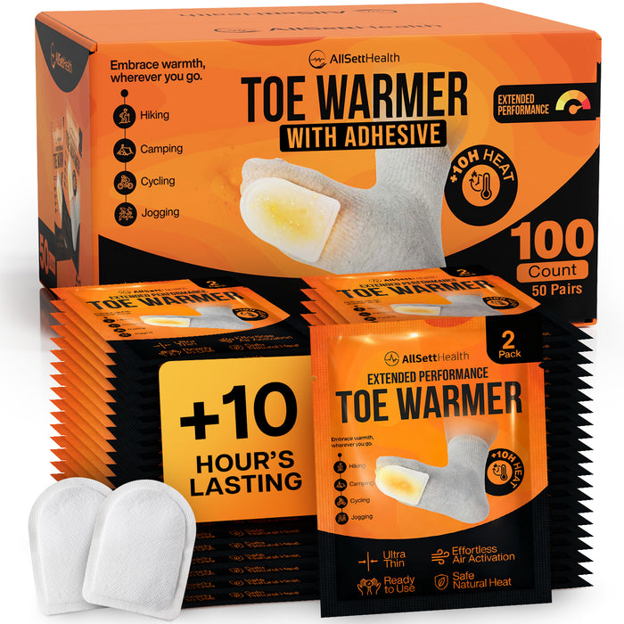 Toe Warmers for Feet – 50 Pairs (100 Self-Adhesive Warmers)