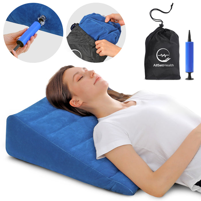 Leg Elevation Wedge Pillow – Inflatable Lumbar & Leg Support Pillow (Navy)