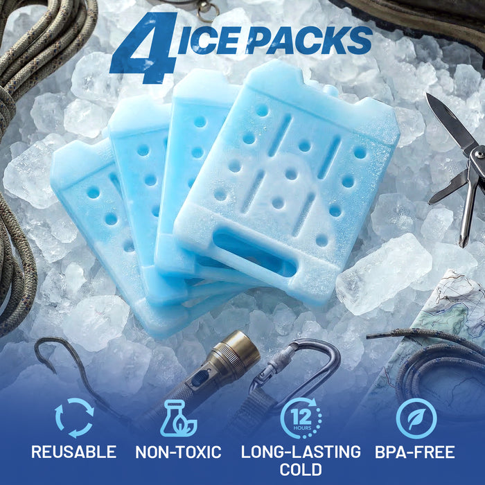 4 Pack Reusable Extra Large Ice Packs for Cooler, Long Lasting Freezer Packs for Camping, Beach, and Road Trips, Cooler Ice Packs BPA-Free Non-Toxic, 10.28"x 7.80"