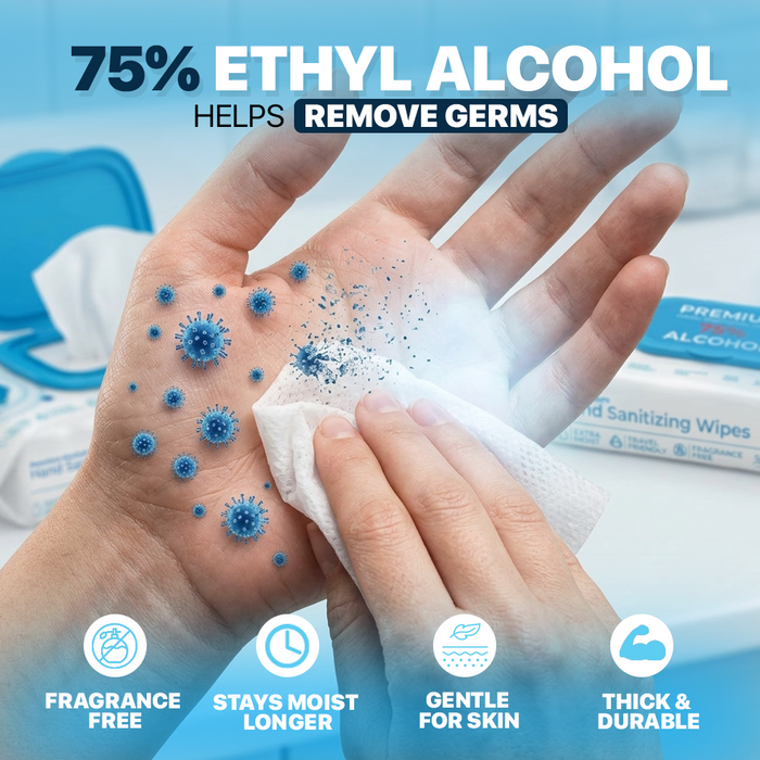 Bulk Large Alcohol Wipes - 800 Ct - 75% Ethyl Alcohol Hand Sanitizing Wipes