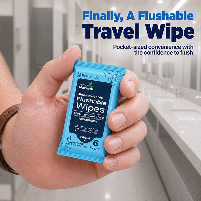 144 Count Mini Flushable Wipes Travel Size - Pocket Mini Wipes, 24 PK