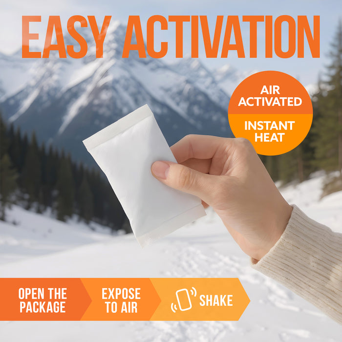 Hand Warmers Disposable Pack 50 Pairs (100 Warmers) 11+ Hour Air-Activated Hot Hands Hand Warmers Bulk - TSA Approved Pocket & Glove Warmers for Skiing