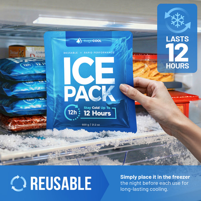Ice Packs for Cooler, Reusable Ice Packs for Lunch Boxes, 4 Pack Long Lasting Freezer Packs, Leakproof Cooler Ice Packs for Lunch Bags and Coolers, BPA-Free, Food Safe
