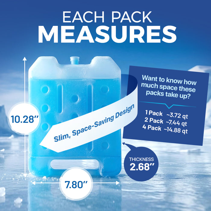 4 Pack Reusable Extra Large Ice Packs for Cooler, Long Lasting Freezer Packs for Camping, Beach, and Road Trips, Cooler Ice Packs BPA-Free Non-Toxic, 10.28"x 7.80"