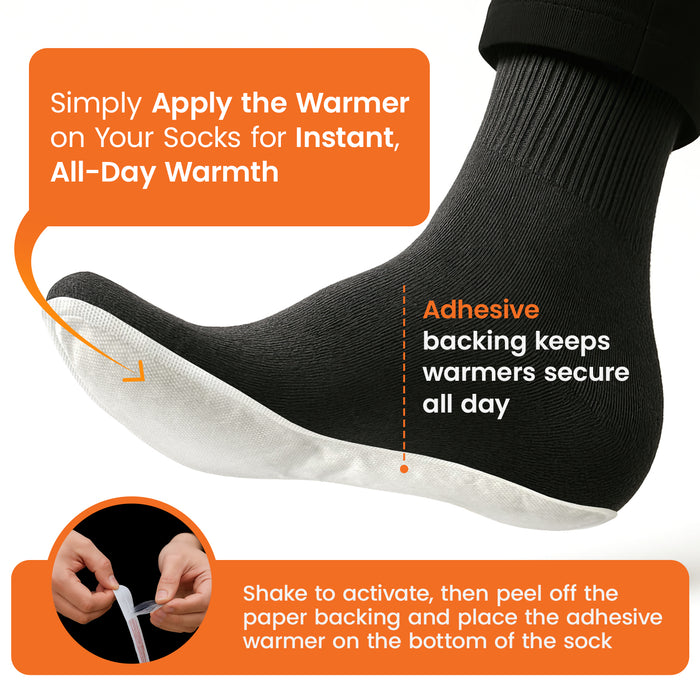 Insole Foot Warmers for Feet – 10+ Hour Air-Activated Foot Warmers Disposable | TSA Approved Insole Warmers for Boots & Shoes | Thin Adhesive Feet Warmers for Outdoor Use