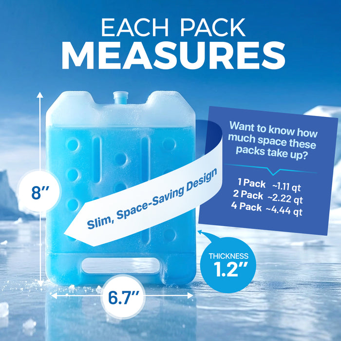 4 Pack Reusable Large Ice Packs for Cooler, Long Lasting Freezer Packs for Camping, Beach, and Road Trips, Cooler Ice Packs BPA-Free Non-Toxic, 8" x 6.7"