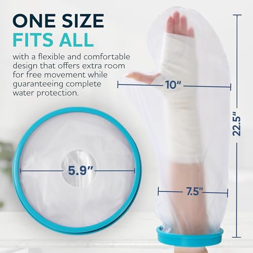 Large Arm Cast Cover for Shower – 100% Waterproof Cast Protector for Shower | Cast Cover with Water-Tight Seal – Reusable Cast Cover Arm to Keep Wounds Dry | Protects the Hand, Wrist, Elbow