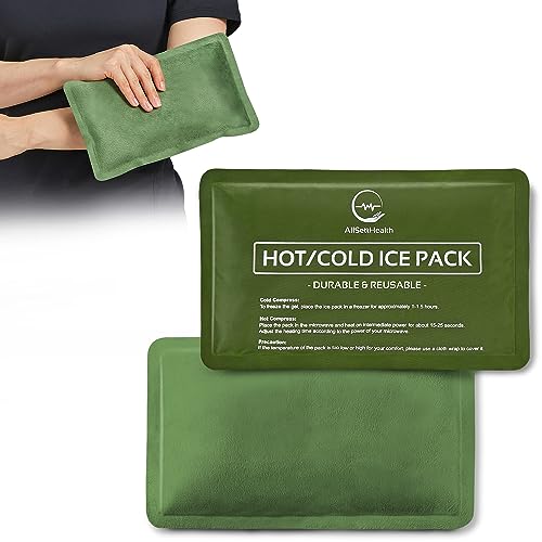 2 Pack Reusable Ice Packs for Injuries - Soft Ice Pack with Velvet Soft Fleece Fabric | Flexible Hot and Cold Gel Ice Pack Set- Cold Packs for Injuries, Knee, Back, Neck Pain - 10 x 6, Green