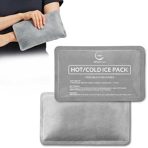 2 Pack Reusable Ice Packs for Injuries - Soft Ice Pack with Velvet Soft Fleece Fabric | Flexible Hot and Cold Gel Ice Pack Set- Cold Packs for Injuries, Knee, Back, Neck Pain - 10 x 6, Grey