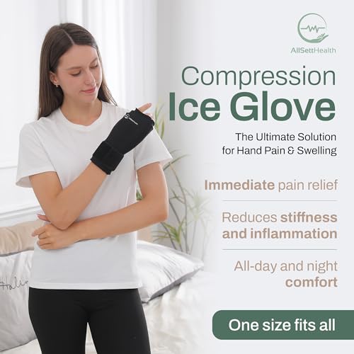 Reusable Gel Hot and Cold Glove Ice Pack for Arthritis Pain, Carpal Tunnel, Tendinitis, and Wrist Therapy, Right and Left Hand Support, Adjustable Strap, Unisex