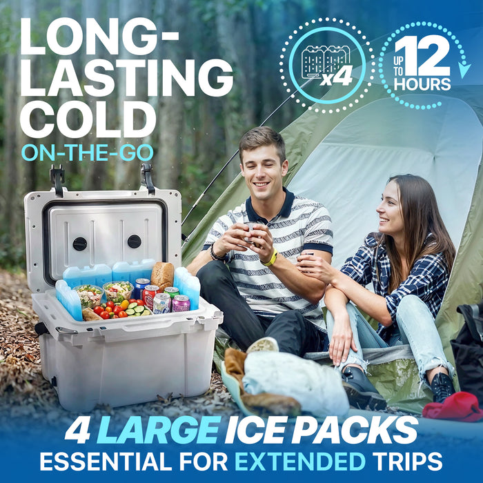4 Pack Reusable Large Ice Packs for Cooler, Long Lasting Freezer Packs for Camping, Beach, and Road Trips, Cooler Ice Packs BPA-Free Non-Toxic, 8" x 6.7"