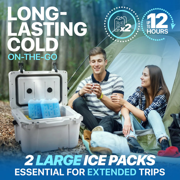 2 Pack Reusable Large Ice Packs for Cooler, Long Lasting Freezer Packs for Camping, Beach, and Road Trips, Cooler Ice Packs BPA-Free Non-Toxic, 6.7" x 8"