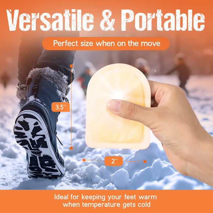 Toe Warmers for Feet – 100 Pairs (200 Warmers) 10+ Hour Self-Adhesive Feet Warmers, Foot Warmers Bulk, Ultra-Thin Disposable Heat Pads for Shoes & Boots
