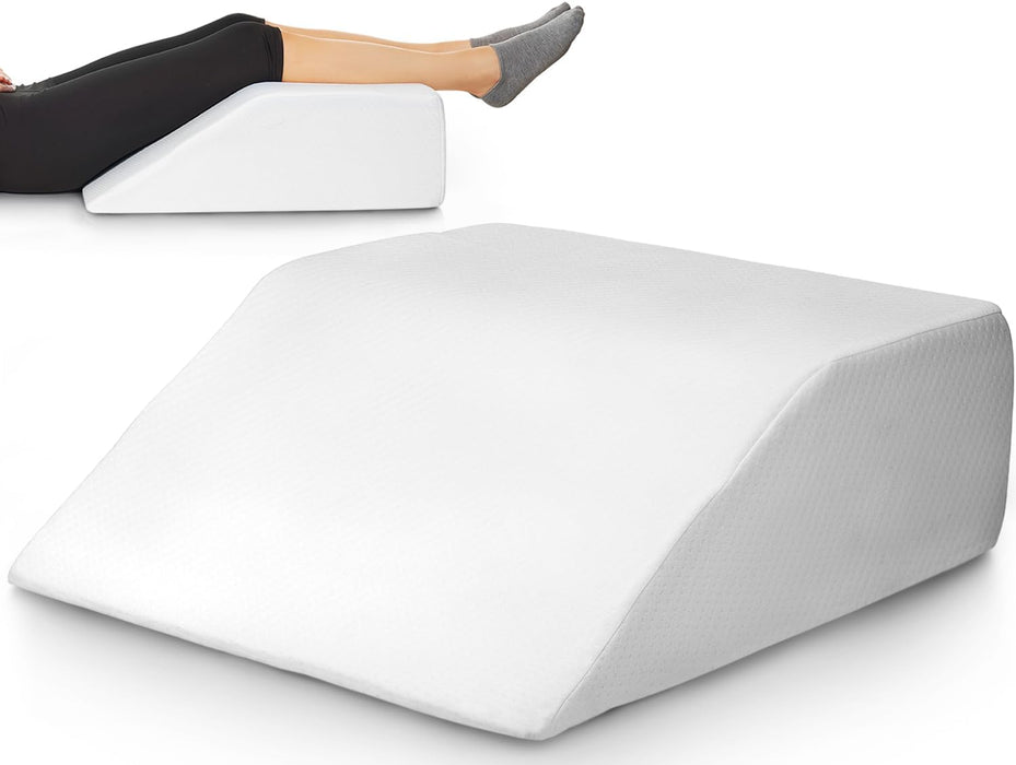 Leg Elevation Wedge Pillow for Sleeping, After Surgery | Memory Foam | Relieves Foot and Ankle Injury, Legs, Hip, and Knee Pain, Improves Blood Circulation, 8 Inch