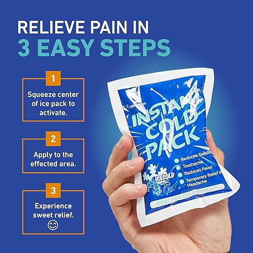 25 Packs Instant Ice Cold Pack (6” x 4.5”) - Disposable Instant Ice Packs for Injuries | Cold Compress Ice Pack for Pain Relief, Swelling, First Aid, Toothache, Athletes & Outdoor Activities