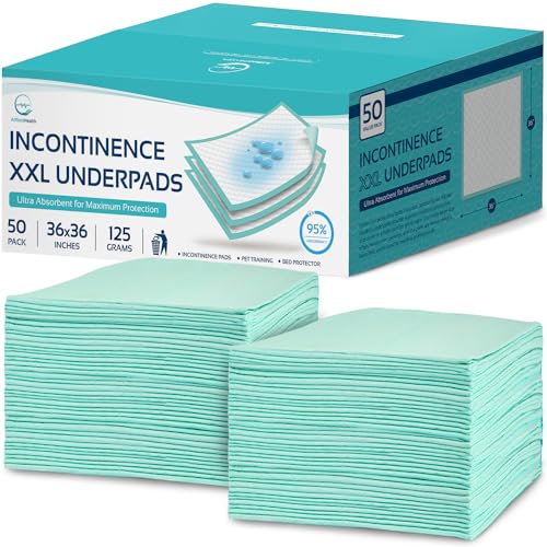 Ultra Absorbent Disposable Bed Pads with Adhesive - 36 x 36 - Extra Thick  Underpad Bed Cover Chux for Bedwetting Incontinence Furniture Pets & More 