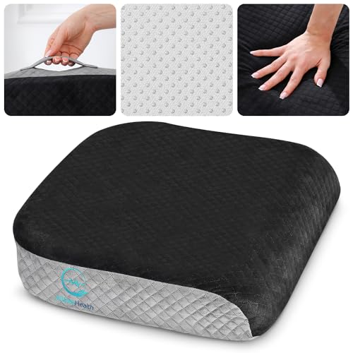 Pressure Relief Seat Cushion for Long Sitting Hours on Office & Home Chair  - Extra-Dense Memory Foam for Soft Support. Chair Pad for Hip, Tailbone