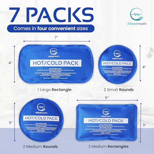 Reusable Ice Packs – Convenient Hot and Cold Ice Packs for Injuries Reusable – 7 Piece Flexible Ice Packs in Multiple Shapes and Sizes – Multi Use Ice Pack for Back Pain Relief, Neck, Shoulder