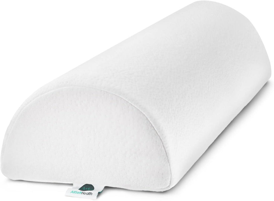 Purify Bolster Pillow Lumbar Semi Roll - Effectively Supports Legs, Knees, Lower Back, Ankles - White