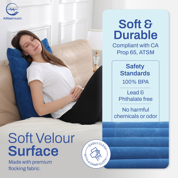 Leg Elevation Wedge Pillow – Inflatable Lumbar & Leg Support Pillow (Navy)