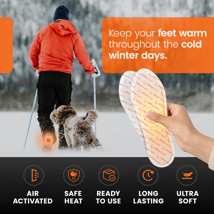 Insole Foot Warmers for Feet – 10+ Hour Air-Activated Foot Warmers Disposable | TSA Approved Insole Warmers for Boots & Shoes | Thin Adhesive Feet Warmers for Outdoor Use