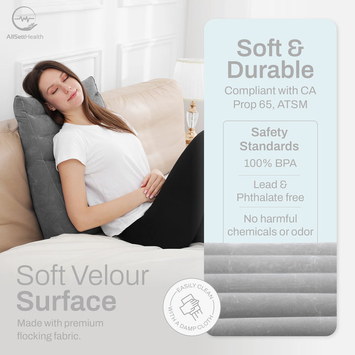 Leg Elevation Wedge Pillow – Inflatable Lumbar & Leg Support Pillow (Grey)