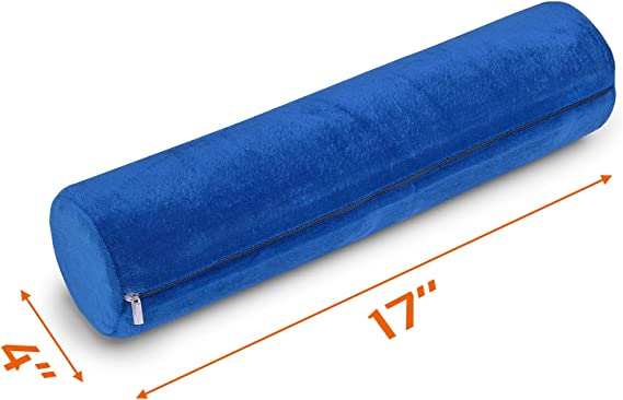 Round Cervical Roll Cylinder Bolster Pillow, Memory Foam Removable Washable Cover, Ergonomically Designed for Head, Neck, Back, and Legs || Ideal for Spine and Neck Support During Sleep
