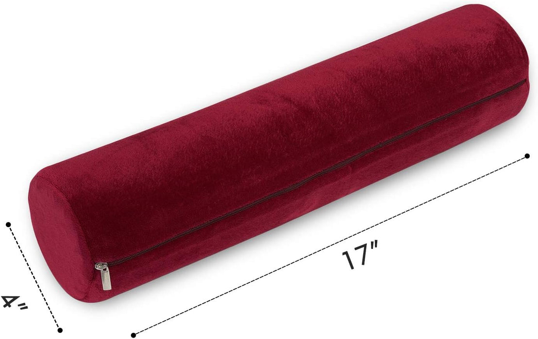 Cervical Neck Roll Pillow – Memory Foam Bolster Support (Red)