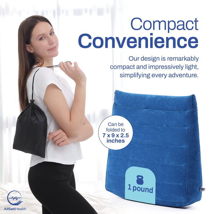 Leg Elevation Wedge Pillow – Inflatable Lumbar & Leg Support Pillow (Navy)