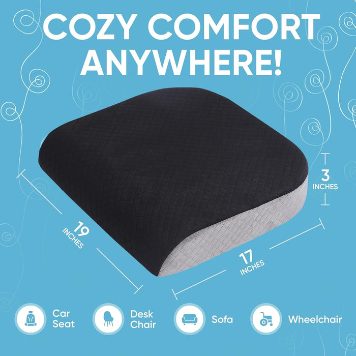 Extra Large Seat Cushion – Memory Foam Chair Cushion for Back & Coccyx Pain
