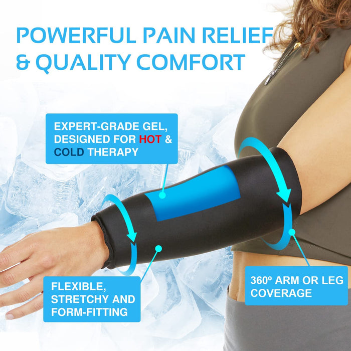 AllSett Health Hot and Cold Compression Ice Pack Sleeve (360° Coverage) | Pain Relief Support for Joints and Muscles, Sleeve for Knee, Elbow, Legs, Arm – Small