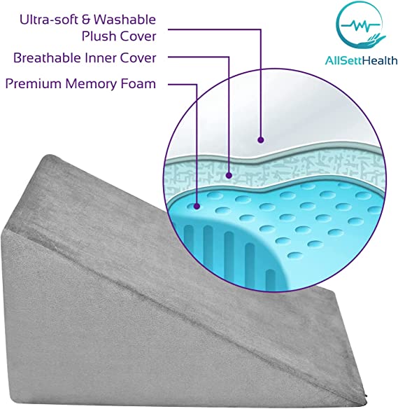 Bed Wedge Pillow – 2 Separate Memory Foam Incline Cushions, System for  Legs, Knees and Back Support Pillow | Acid Reflux, Anti Snoring, Heartburn, 