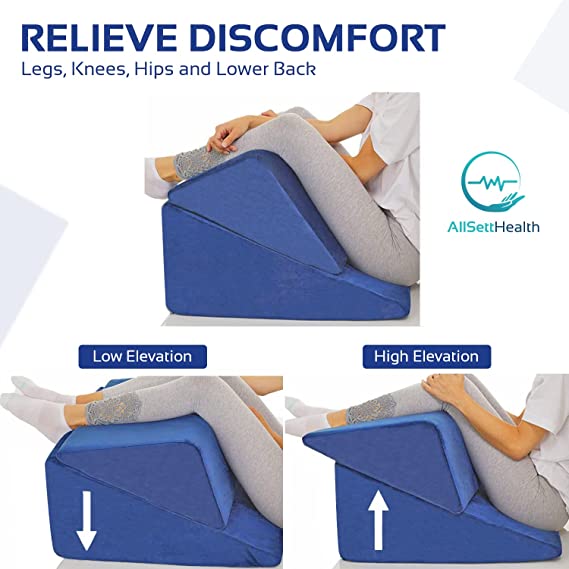 Bed Wedge Pillow – 2 Separate Memory Foam Incline Cushions, System for  Legs, Knees and Back Support Pillow | Acid Reflux, Anti Snoring, Heartburn, 