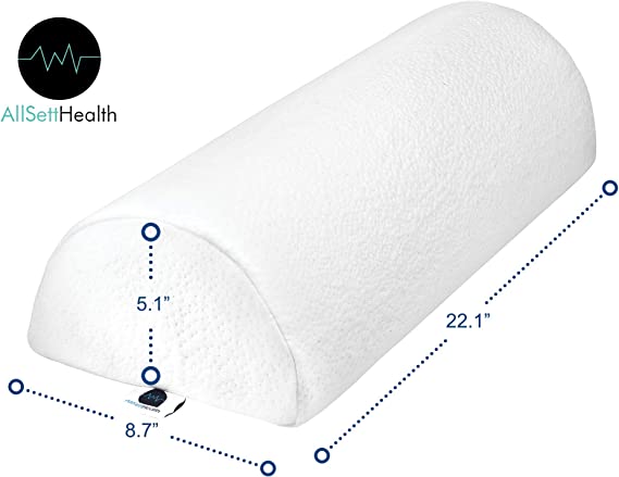 2 PACK - XXL Half Moon Bolster Pillow for Legs, Back and Head | Semi Roll for Ankle and Foot Comfort With White Cotton Machine Washable Cover | Premium Memory Foam | 2 Pillow System 22.1" x 8.7" x 5.1
