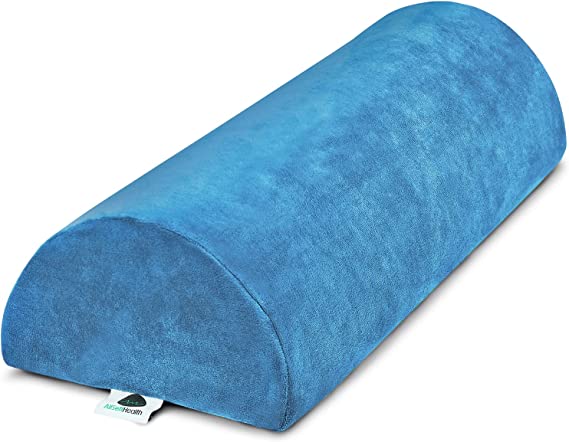 AllSett Health Large Half Moon Bolster Pillow for Legs, Knees, Lower Back and Head, Lumbar Support Pillow for Bed, Sleeping | Semi Roll for Ankle and Foot Comfort - Machine Washable Cover, Navy