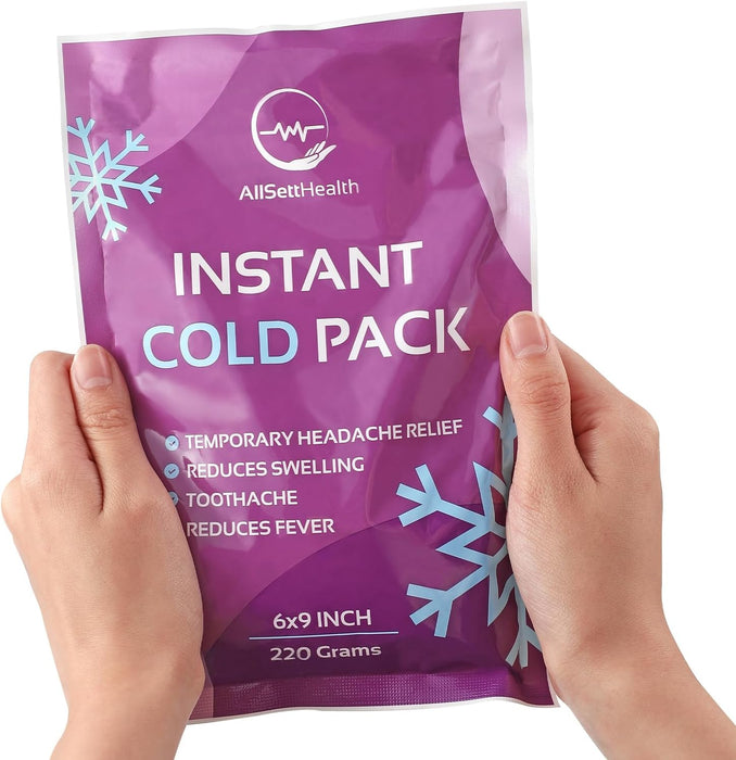 Instant Ice Cold Pack (9” x 6”) - 24 Packs Disposable Instant Ice Packs for Injuries | Cold Compress Ice Pack for Pain Relief, Swelling, First Aid, Toothache, Athletes & Outdoor Activities