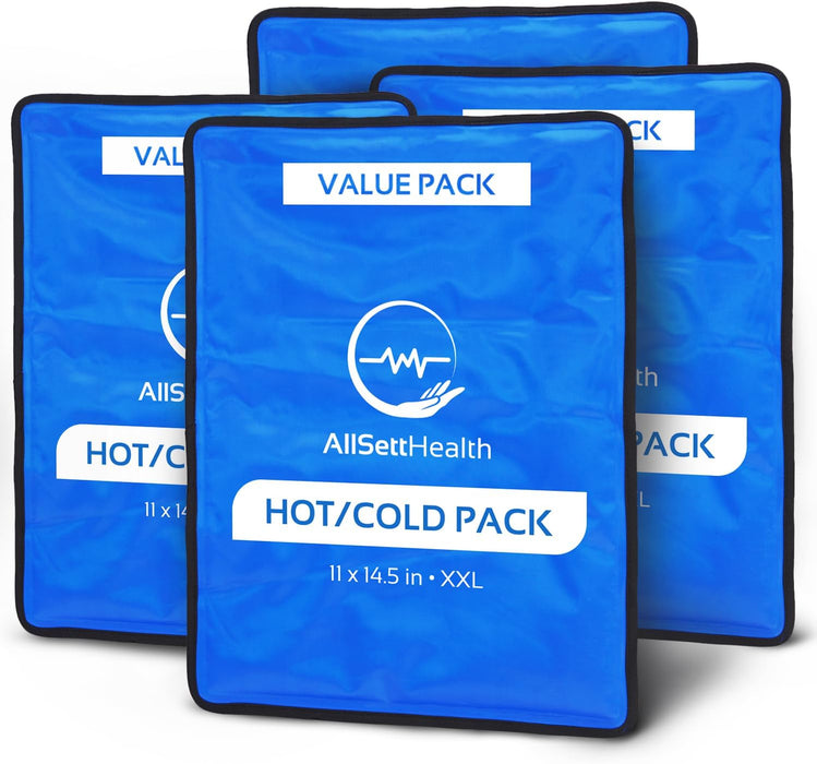 4 Pack XXL Reusable Hot and Cold Gel Ice Packs for Injuries | Cold Compress, Ice Pack, Gel Ice Packs, Cold Pack, Gel ice Pack, Cold Packs for Injuries | 11x14.5 in Blue