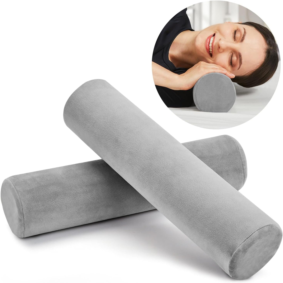 AllSett Health XXL Memory Foam Round Cervical Roll Cylinder Bolster Bo —  All Sett Health