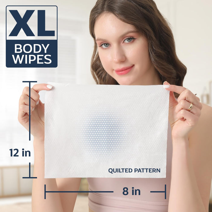 240 XL Shower Wipes – Body Wipes for Adults Bathing No Rinse – 24 Packs of 10 – Extra Moist Bath Wipes with Aloe & Vitamin E for Camping, Travel, Gym & Bedridden Care