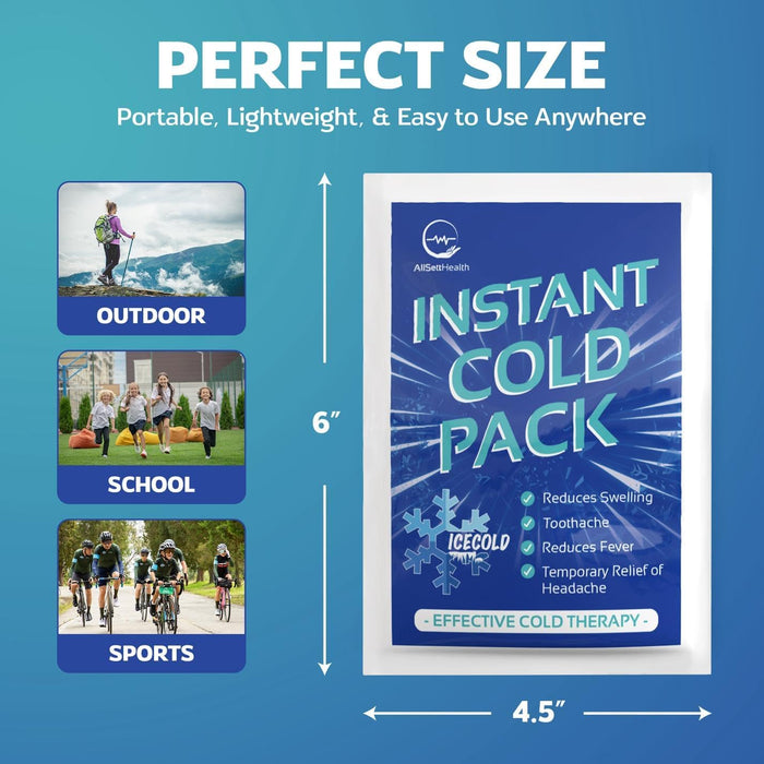 25 Packs Instant Ice Cold Pack (6” x 4.5”) - Disposable Instant Ice Packs for Injuries | Cold Compress Ice Pack for Pain Relief, Swelling, First Aid, Toothache, Athletes & Outdoor Activities