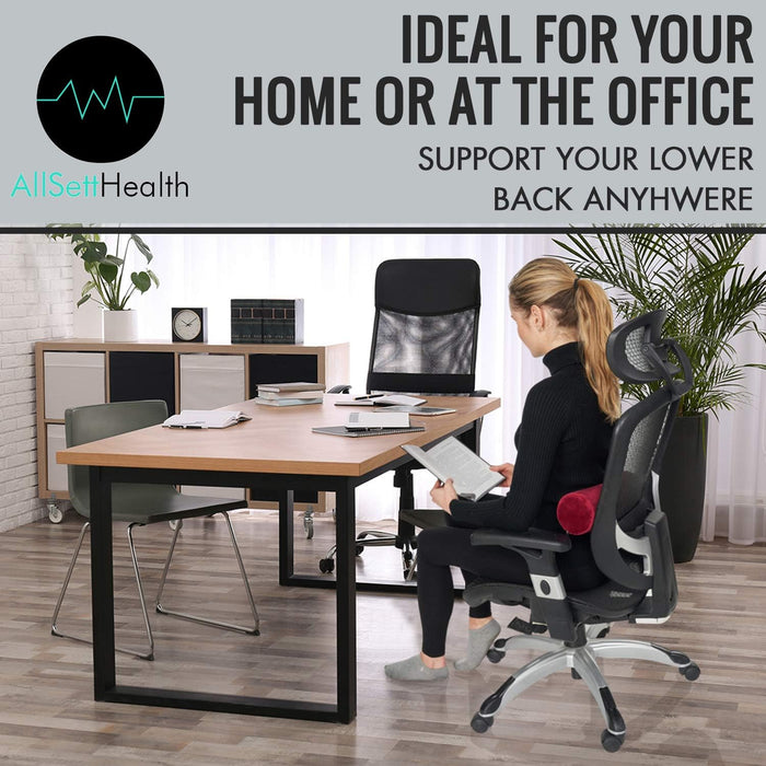 Cervical Neck Roll Pillow – Memory Foam Bolster Support (Red)