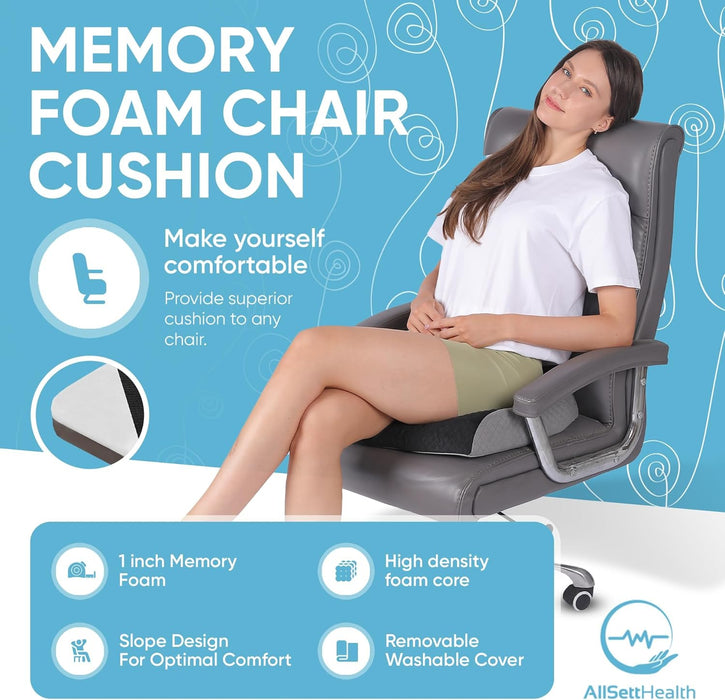 Extra Large Seat Cushion – Memory Foam Chair Cushion for Back & Coccyx Pain