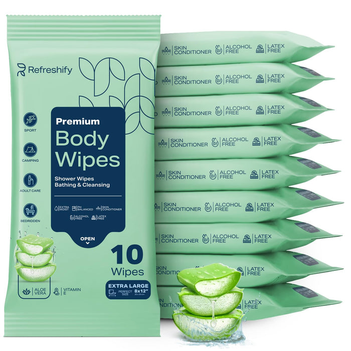 120 Shower Wipes for Adults – XL Body Wipes