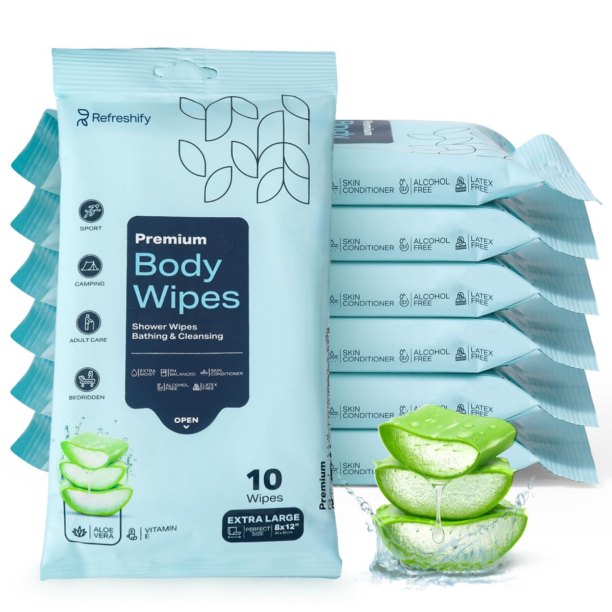 XL Shower Wipes for Adults (60 ct) – No Rinse Body Cleansing Wipes ...