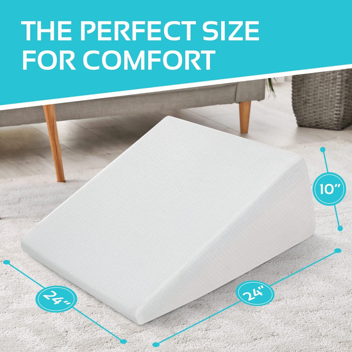 Abco Tech Bed Wedge Pillow with Memory Foam Top – Reduce Back Pain, Sn