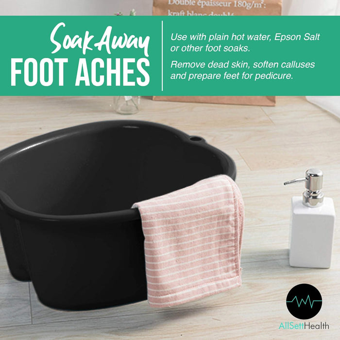 AllSett Health Foot Soaking Bath Basin – Large Size for Soaking Feet | Pedicure and Massager Tub for at Home Spa Treatment | Callus, Fungus, Dead Skin Remover