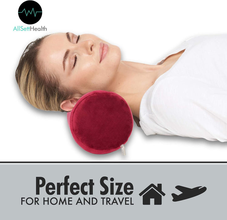 Cervical Neck Roll Pillow – Memory Foam Bolster Support (Red)
