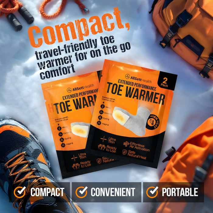 Toe Warmers for Feet – 100 Pairs (200 Warmers) 10+ Hour Self-Adhesive Feet Warmers, Foot Warmers Bulk, Ultra-Thin Disposable Heat Pads for Shoes & Boots