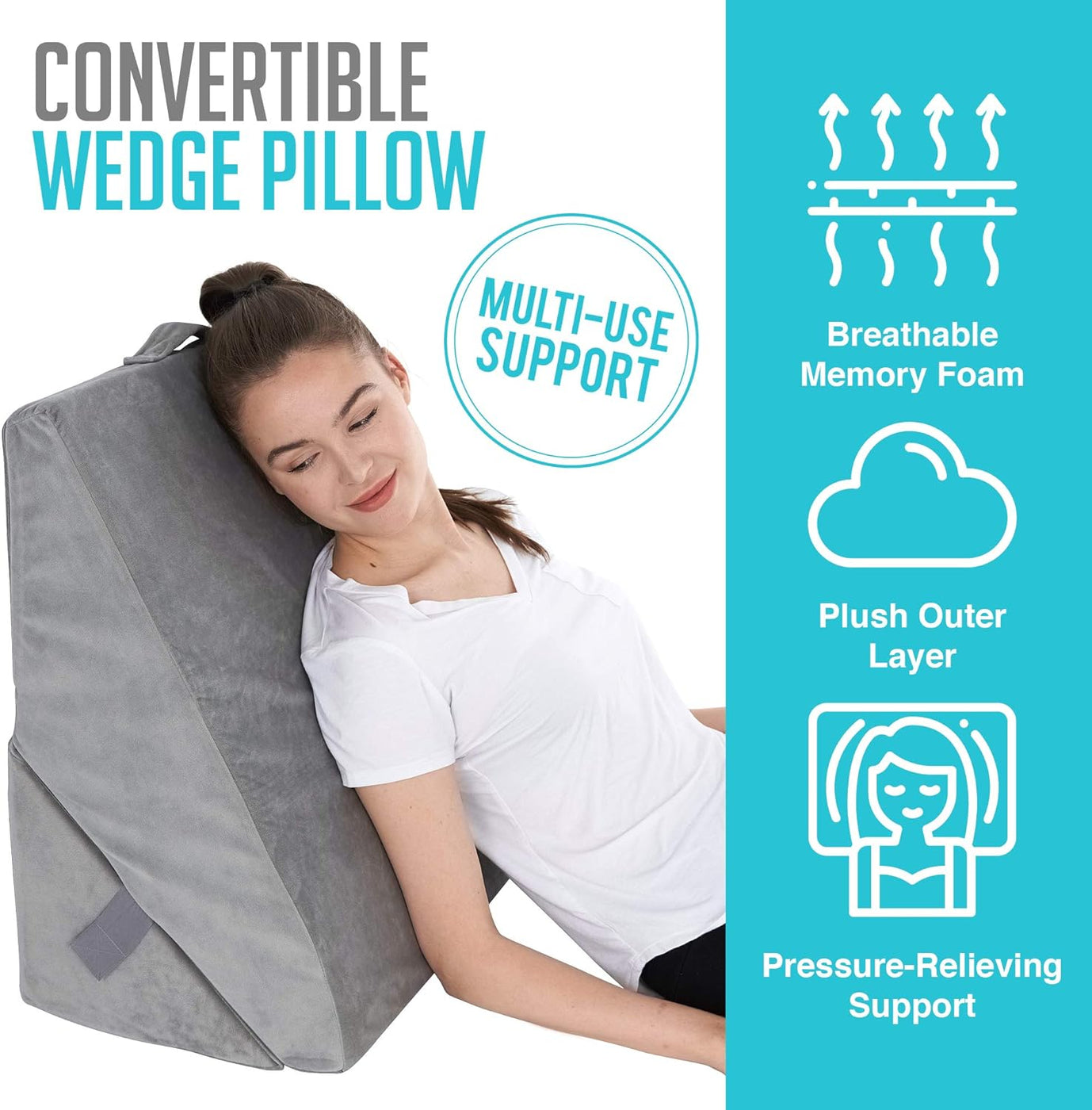 Bed Wedge Pillow - Adjustable 9&12 Inch Folding Memory Foam Incline Cu ...