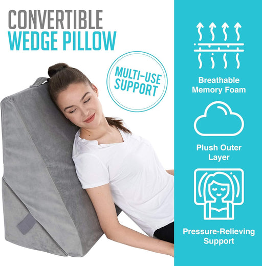 Bed Wedge Pillow – 2 Separate Memory Foam Incline Cushions, System for –  Meta Life Healthcare